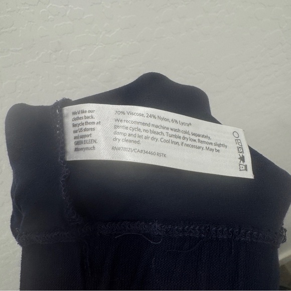 Eileen Fisher Pants Women Large Navy Blue Casual Lagenlook Elastic Waist Capsule - Picture 6 of 6